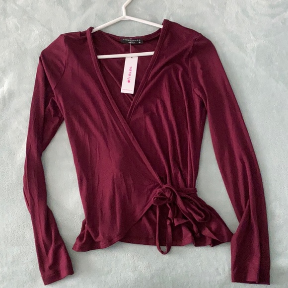 Wine Red Wrap Top - Picture 1 of 2